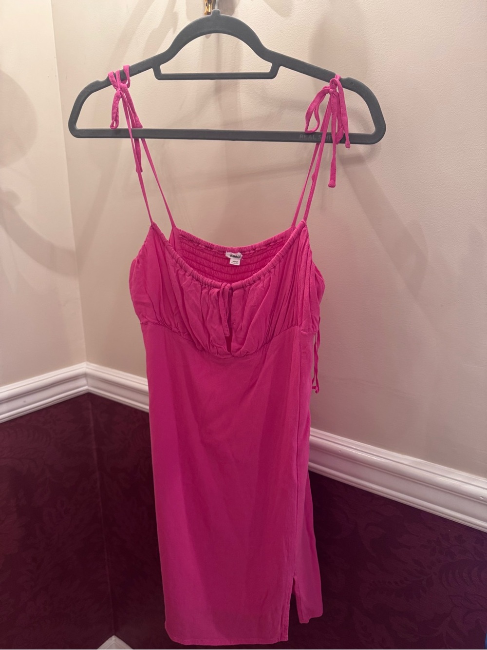 Garage Hot Pink Tie-Shoulder Mini Dress M
